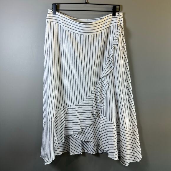 Rachel Roy Women's Esta Metallic Stripe Asymmetrical Faux Wrap Skirt Size 10 - Picture 3 of 13